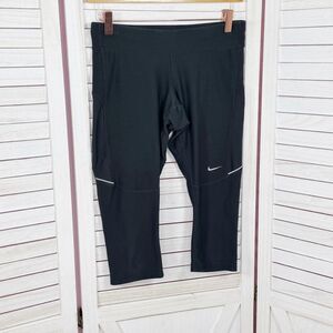 Nike Dri Fit Filament Running Capri Crop Leggings Black Small 519841-010